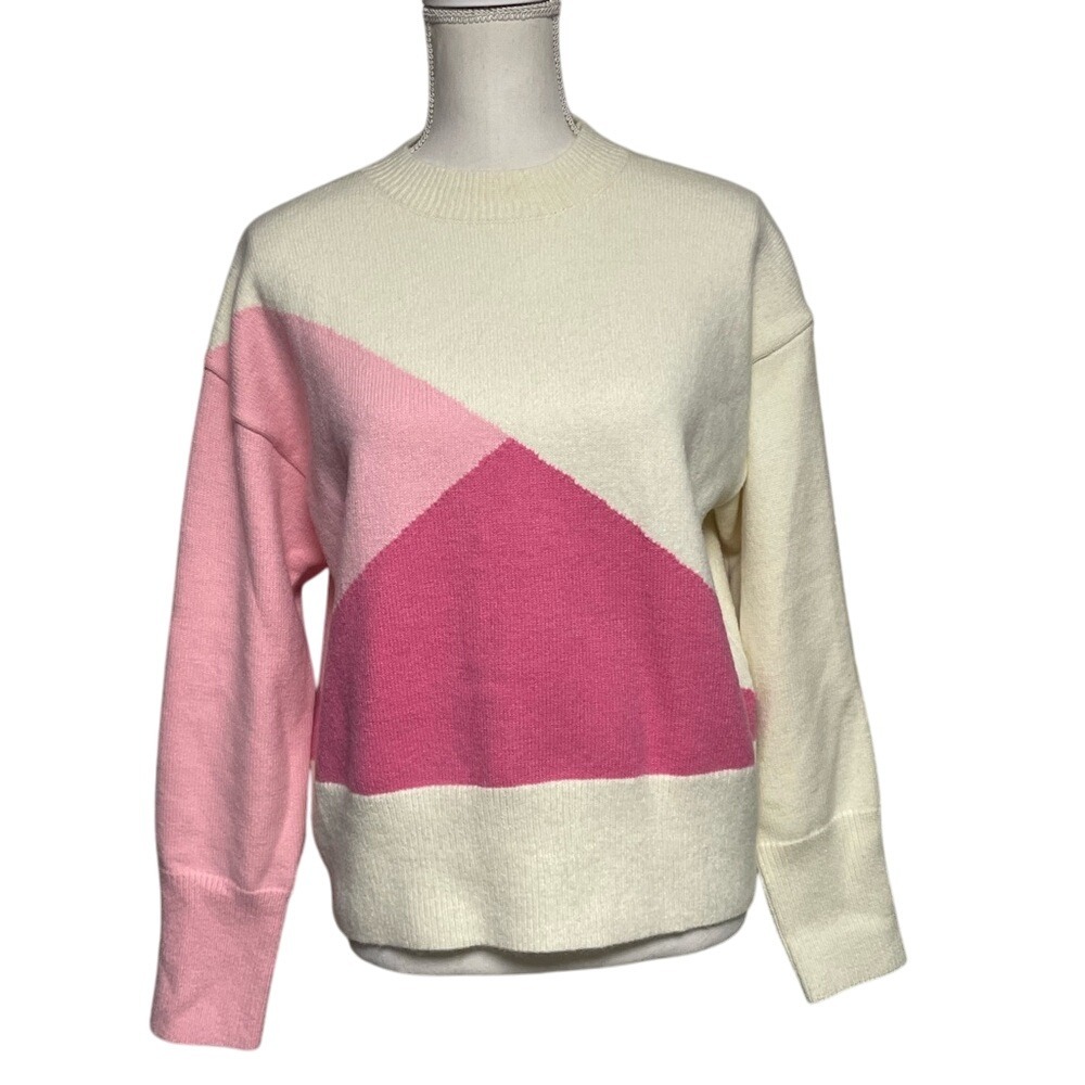 Grace + Karma Pink Cream Cropped Sweater Women's Small